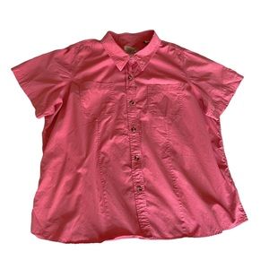 Schmith Workwear Shirt Coral Pink Button Down Work  Cotton Short Sleeve Country